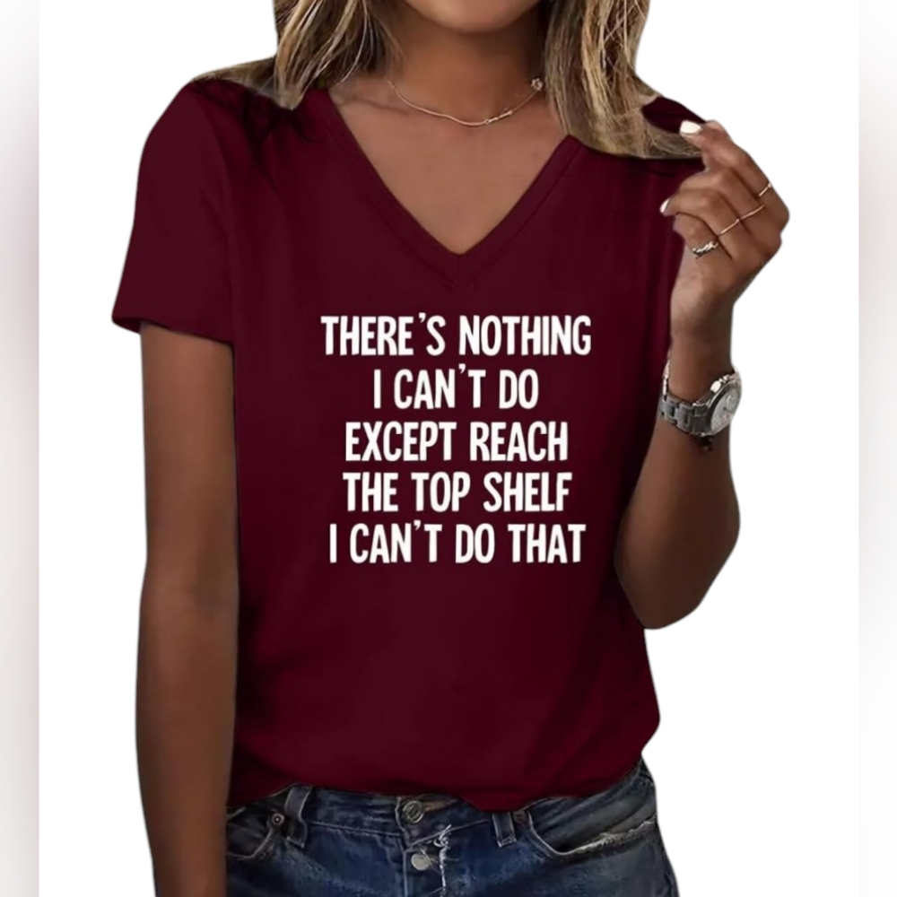 🆕 Women's Wine Red T-shirt With White Sarcastic Quote Screen Print
